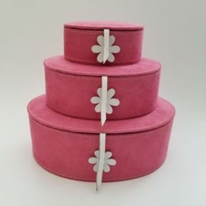 Pink Oval Stacking Jewelry Storage Trinket Boxes